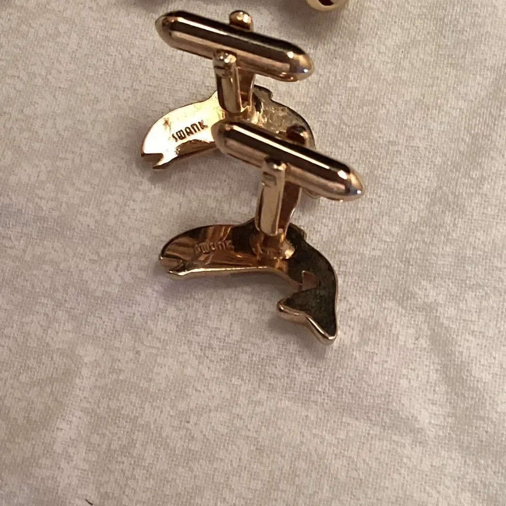 Set of 2 Pair of Cuff Links Goldtone